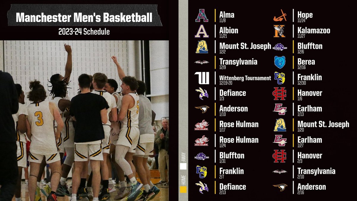 MBB: Mark your calendars Spartan fans - the 2023-24 Manchester men's basketball schedule is here! 

Read: bit.ly/3PB3DeH

#MUSpartans | #ManchesterUniversity