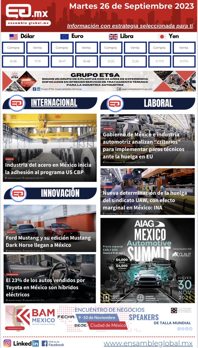 EnsambleG's tweet photo. La portada de hoy. Ensamble Global. Martes 26 de Septiembre. Información con estrategia seleccionada para tí. 
https://t.co/b2Oxi98i1d

https://t.co/OiuVMCld6l
#noticias #news #EnsambleGlobal #especialidadestermicas #Etsa #EmpresasDeExito https://t.co/wVKcYz7FbS