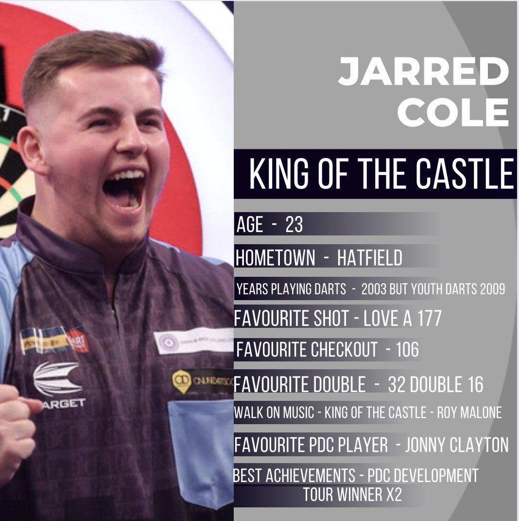 𝐏𝐋𝐀𝐘𝐄𝐑 𝐏𝐑𝐎𝐅𝐈𝐋𝐄 - 𝐉𝐀𝐑𝐑𝐄𝐃 𝐂𝐎𝐋𝐄 Let’s find out a little bit more about one of our very own Jarred Cole who will be playing in the County Fixture this weekend ‘PDC Development Tour Winner x2’ @JarredCole180 #UpTheHerts