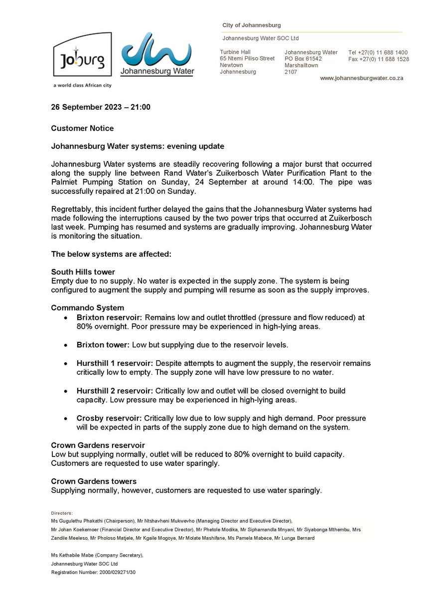Johannesburg Water tweet media
