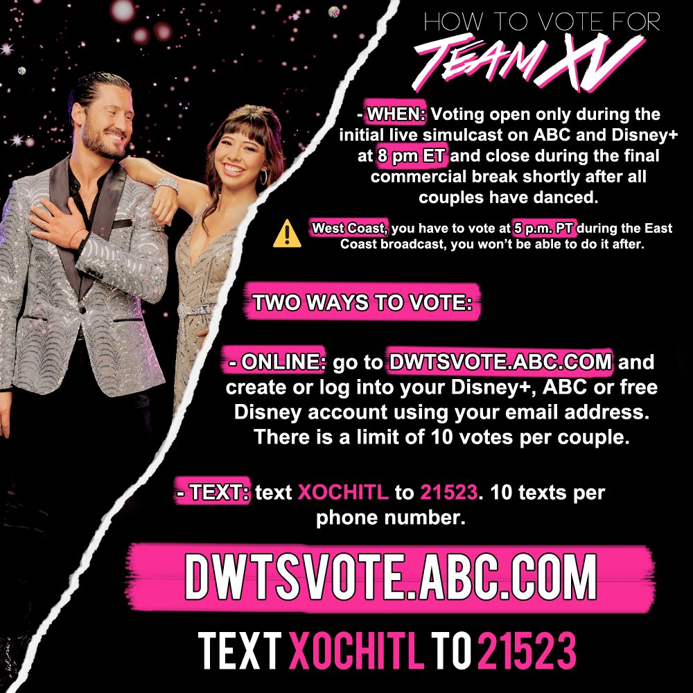 onpurpose8124's tweet photo. VOTE FOR #XochitlGomez AND @iamValC TONIGHT 🙏🏻❤️#dwts https://t.co/4se8B9tCmU