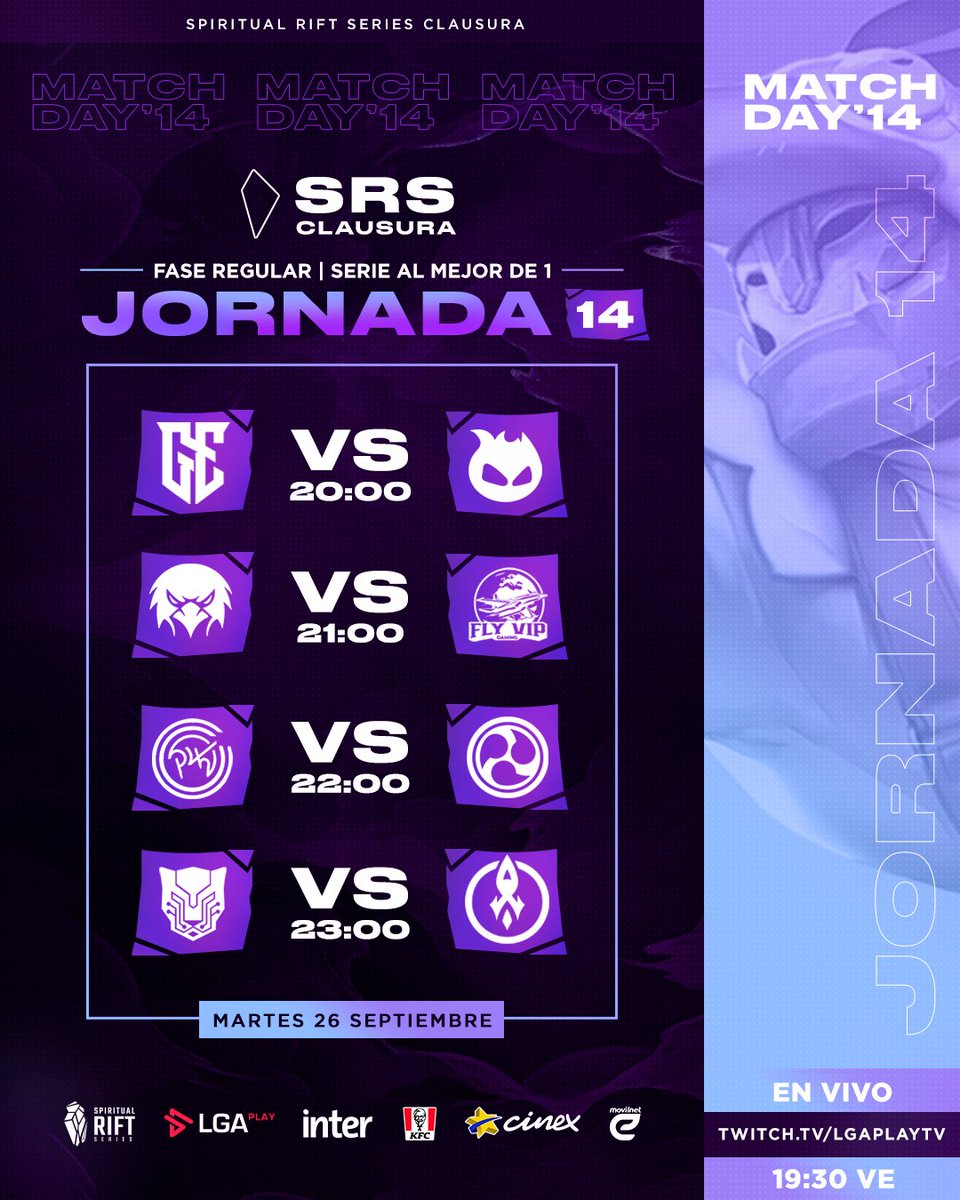 ¡HOY TERMINA LA FASE REGULAR DE LA #SpiritualRiftSeries ! 😱💥
¡Y no te lo puedes perder!

Conéctate esta noche a las 8:00 pm y mira el desenlace de los equipos 🔥