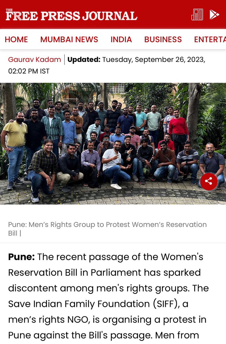 Hello Indians,

Why Indian MRA’s are opposing #WomenReservationBill2023 ? 

Eager to know ? 

Join @realsiff to know it.

#ICMI23 #MenToo 
#G20India #IndiaAtAsianGames @PMOIndia @rashtrapatibhvn