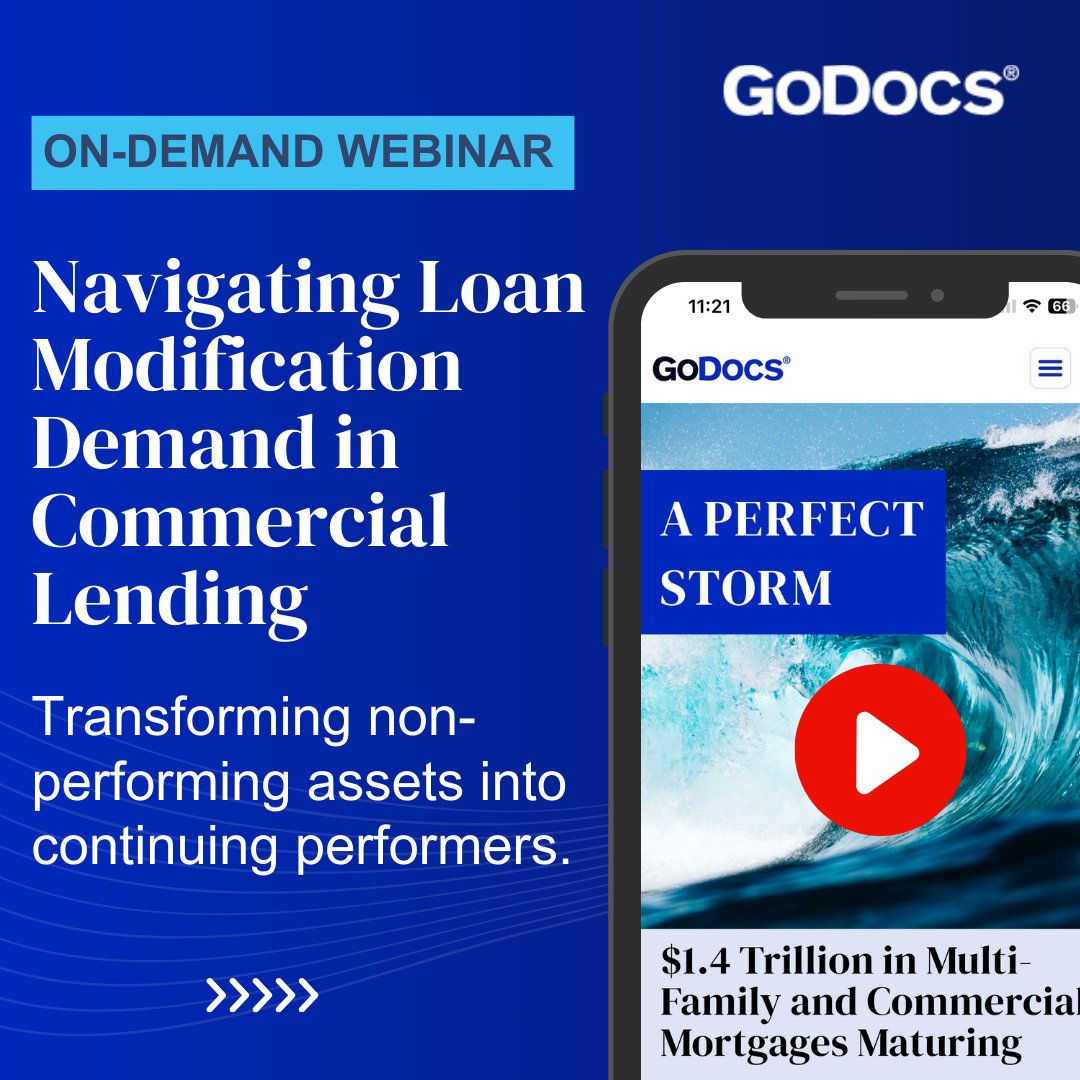 1GoDocs's tweet image. Keep your assets peforming! Dive into our on-demand webinar: &quot;Navigating Loan Modification Demand in Commercial Lending.&quot;

Stay ahead, streamline processes, and boost customer satisfaction. 🔥

🔗 godocs.com/webinar-naviga…

#CommercialLending #LoanModification #GoDocs #Webinar