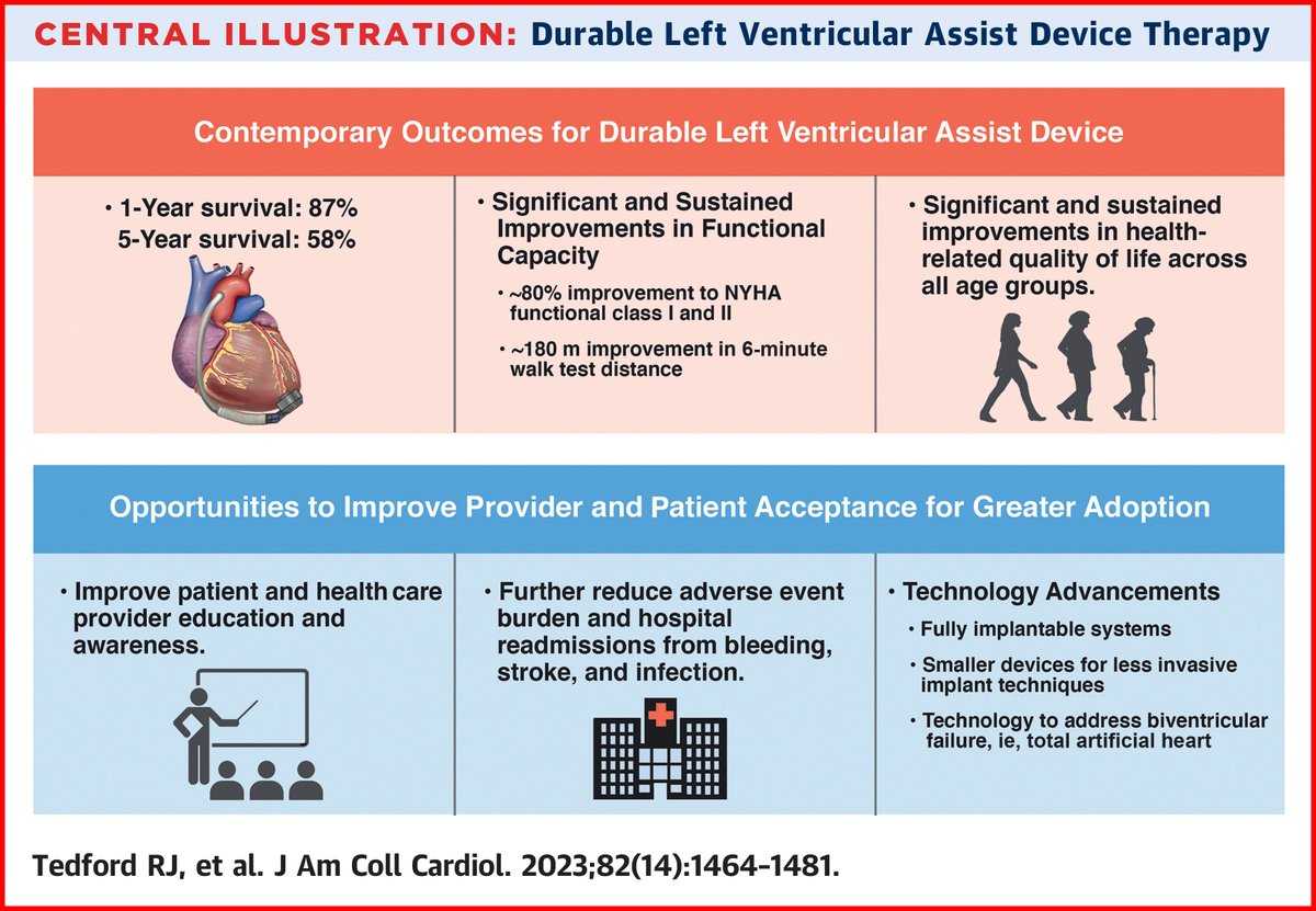 JACCJournals's tweet image. New #JACC Scientific Statement!

Contemporary durable mechanical circulatory support improves survival, #QoL and functional capacity but is underutilized in the treatment of advanced #heartfailure.

Read more from this crucial work: bit.ly/3t9eDIA #CardioTwitter #LVAD