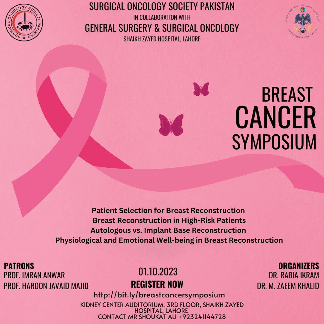 Surgical Oncology Society Pakistan. SOSPK (@sos_pk) on Twitter photo INTRODUCING OUR SPEAKERS
Dr Amjad Ali <a href="/breastsurgeonpk/">Dr Amjad Ali</a>
Breast Cancer Symposium - Breast Cancer Reconstruction
01.10.23 Shaikh Zayed Hospital, Lahore
Register now at: bit.ly/breastcancersy…
<a href="/gssoszh/">General Surgery & Surgical Oncology SZH</a> <a href="/ESSOnews/">European Society of Surgical Oncology (ESSO)</a> <a href="/PkSurgeons/">WomenSurgeonsPK</a> <a href="/kemuofficial/">King Edward Medical University Lahore Official</a> <a href="/fjmu_official/">Fatima Jinnah Medical University</a> <a href="/YSAC_PK/">Young Surgeons Advisory Committee (YSAC)</a> <a href="/ShalamarSIHS/">Shalamar Institute of Health Sciences</a> INTRODUCING OUR SPEAKERS
Dr Amjad Ali <a href="/breastsurgeonpk/">Dr Amjad Ali</a>
Breast Cancer Symposium - Breast Cancer Reconstruction
01.10.23 Shaikh Zayed Hospital, Lahore
Register now at: bit.ly/breastcancersy…
<a href="/gssoszh/">General Surgery & Surgical Oncology SZH</a> <a href="/ESSOnews/">European Society of Surgical Oncology (ESSO)</a> <a href="/PkSurgeons/">WomenSurgeonsPK</a> <a href="/kemuofficial/">King Edward Medical University Lahore Official</a> <a href="/fjmu_official/">Fatima Jinnah Medical University</a> <a href="/YSAC_PK/">Young Surgeons Advisory Committee (YSAC)</a> <a href="/ShalamarSIHS/">Shalamar Institute of Health Sciences</a>