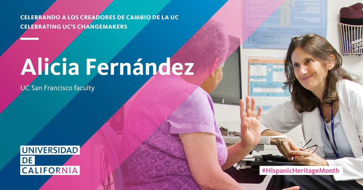 University of California (@uofcalifornia) on Twitter photo As a doctor, teacher and the founding director of the <a href="/UCSF/">UC San Francisco</a> Latinx Center of Excellence, Alicia Fernández has made deep contributions to our understanding of health care equity and racism in medicine #HispanicHeritageMonth bit.ly/3sZfRWW As a doctor, teacher and the founding director of the <a href="/UCSF/">UC San Francisco</a> Latinx Center of Excellence, Alicia Fernández has made deep contributions to our understanding of health care equity and racism in medicine #HispanicHeritageMonth bit.ly/3sZfRWW