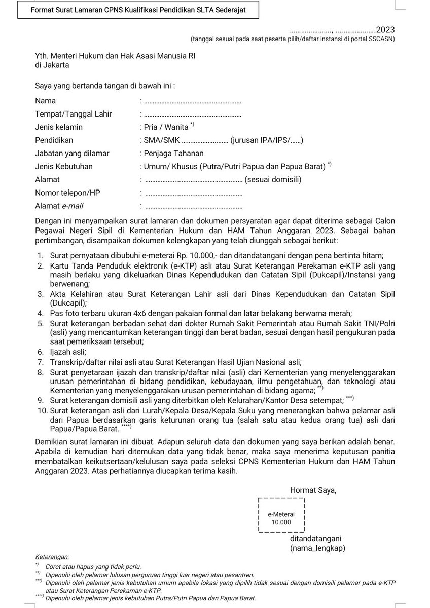 wandirejects's tweet photo. @CASNkumham Min kalo tulisan format surat lamarannya yang didalam kota di hapus agar lebih rapi apakah diperbolehkan? https://t.co/Az40M8QI0E