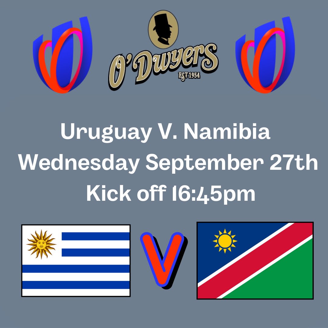 🏉 Rugby World Cup at O’Dwyers! 🏉 Watch the matches live at O’Dwyers! 🏉 Uruguay 🇺🇾 V. Namibia 🇳🇦 - 4:45pm. Don’t miss the action! 🏉 Catch all Rugby World Cup fixtures live at O’Dwyers Kilmacud! 😃 #rwc #RugbyWorldCup #rugbyworldcup2023 #restaurant #gastropub