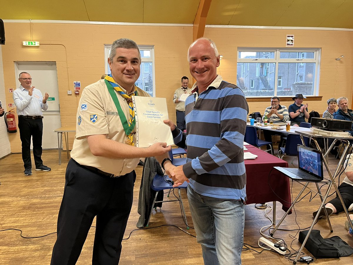 It’s not just our young people that get badges, our adults get them as well! On Saturday the Deputy DC also awarded 5, 10 &amp; 15 year service badges as well as a Cheif Scout’s Commendation for Good Service to volunteer Martin. Well done all!! <a href="/enescouts/">Edinburgh NE Scouts</a> <a href="/sesscouts/">South East Scotland Scouts</a> <a href="/ScoutsScotland/">Scouts Scotland</a>