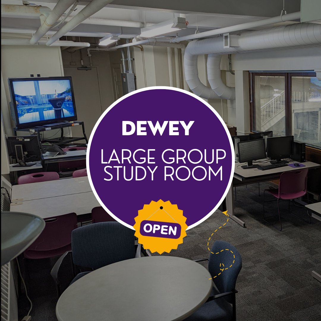 📚 Elevate your study game! 🤓 Book the Dewey Large Group Study Room - 16 seats, 5 PCs, whiteboard, presenter station, VCR, and more! Enjoy natural light and stunning views. Reserve now: bit.ly/3t8LkpD #StudySmart #DeweyLibrary #UAlbany