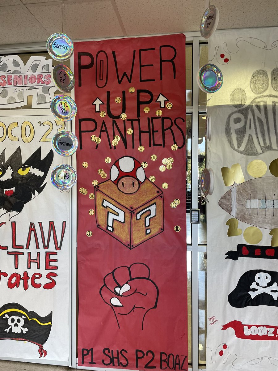 🐾 🎨 WOW!!!! The SHS Art Dept SHOWED OUT this week!!!! Shout out to Mrs. French and students for making this display!!!  So many talented students here getting involved with Homecoming Traditions! Go Panthers!!!!