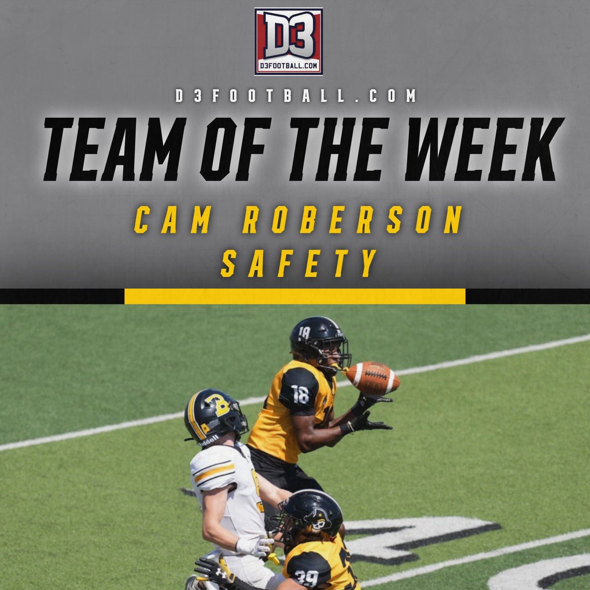 Make it two awards for the freshman, Cam Roberson was named to D3Football.com Defensive Team of the Week! 🏴‍☠️ 🏈 @SUPirates