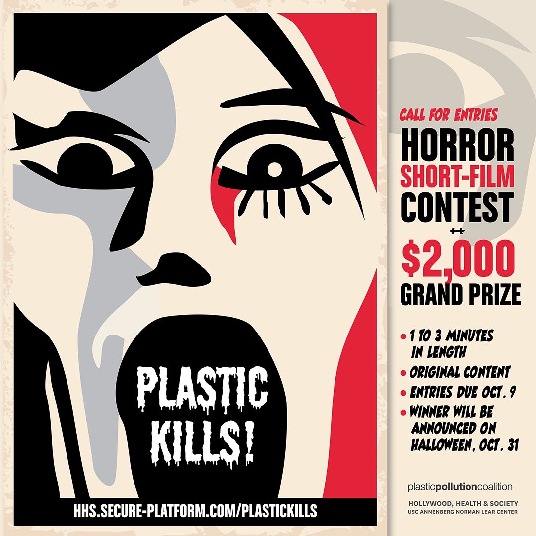 JenniferTilly's tweet image. It’s spooky season! 👻 🔪🎃 Make a  horror film for a good cause! Submit a one to three minute short to #PlasticKills by Oct 9 for your chance to win $2000. Find out more information here: bit.ly/plastickillsco… @PlasticPollutes @HollywdHealth