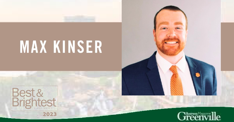 Jim_Clements1's tweet photo. I am proud of my son-in-law, Max Kinser, for being named one of @GvlBusinessMag’s Best &amp; Brightest Under 35!