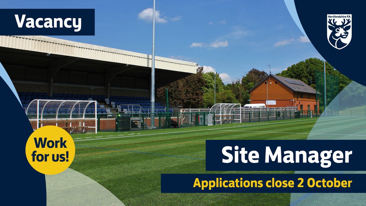Vacancy | Could you be part of the team responsible for ensuring our facility in Letchworth delivers for the local football community? Applications close next week ⏩ bit.ly/HFA-SMV23