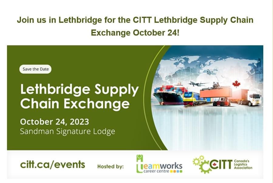 CITT and Teamworks Career Centre are excited to be presenting a day of learning and networking, celebrating the supply chain industry in the Lethbridge area and beyond.
🟢Appetizers and refreshments will be served.
🟢More information and to register visit citt.ca/events