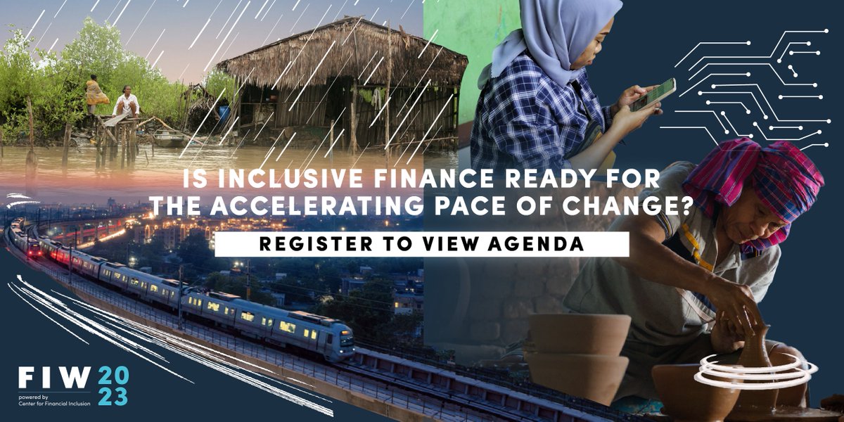#FinclusionWeek 2023 registration is now open! Check out the exciting live agenda and register to join on Oct. 16–19 for a week full of engaging conversations that answer the question: “Is Inclusive Finance Ready for the Accelerating Pace of Change?” bit.ly/FinclusionWeek…