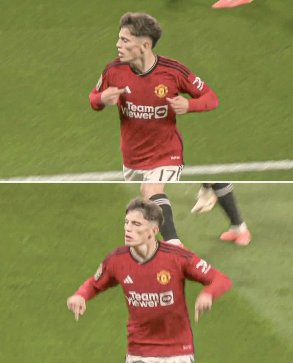 TeamCRonaldo's tweet photo. Garnacho with the “I’m here” Cristiano Ronaldo celebration. 😂 https://t.co/BPif5njAPI
