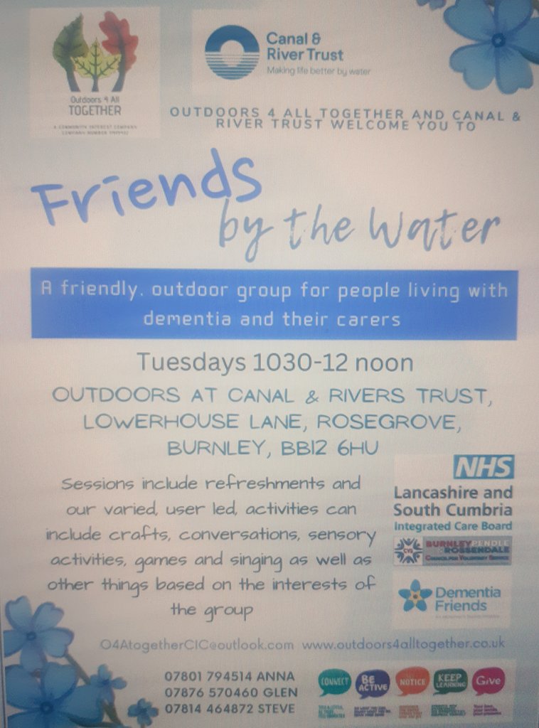 BW_HWTEAM's tweet photo. #Friendsbythewater today in #Burnley @CRTNorthWest @O4ATogetherCIC @WeAreLSCFT @BPRCVS Why not join us next week #dementia #livewellwithdementia #healthandwellbeing #collaborativeworking #relax #accesssupport #outdoortown #dementiafriends https://t.co/xq9F1rnk8l