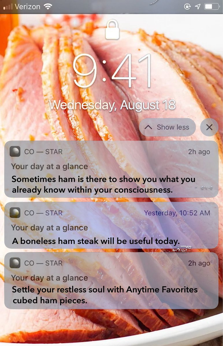 Make sure ham aligns with your chakras today. 
👇 <a href="/costarastrology/">Co – Star</a>