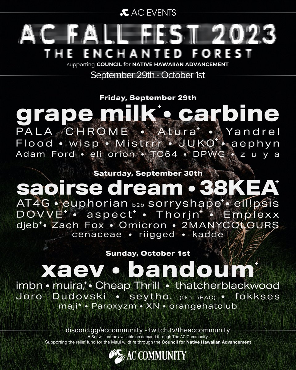 theaccommunity's tweet photo. #acfallfest2023 is 3 days away!!! here is the final lineup, timeslots, and additional information about exclusive sets and the fundrasier! https://t.co/WiHwTyMZJk