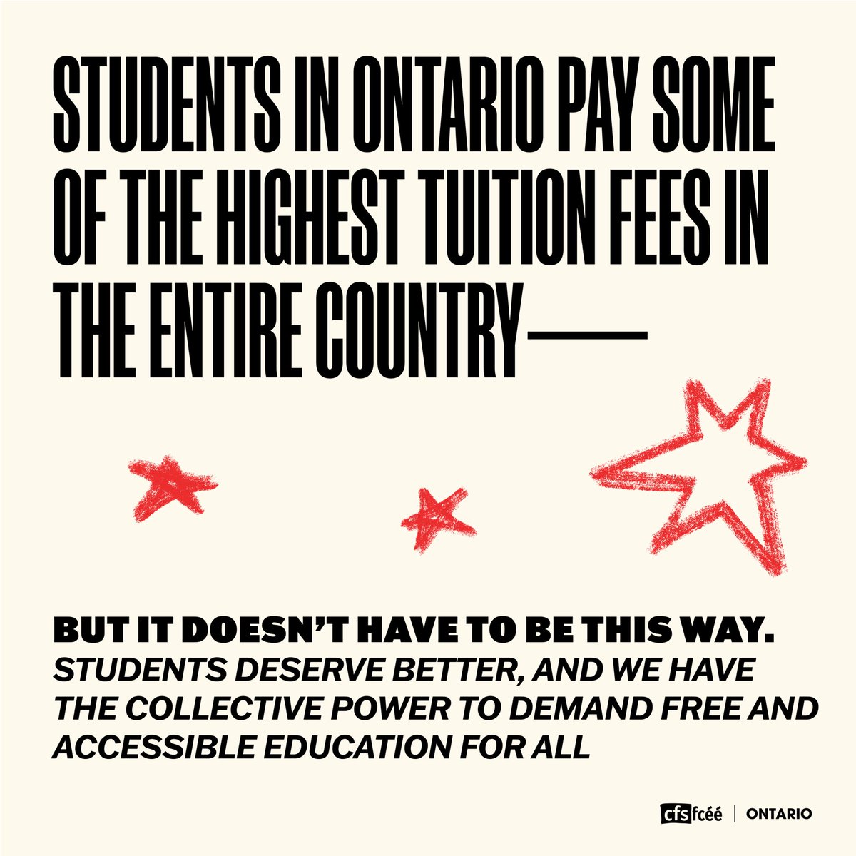 The provincial government and our administrations want us to believe that Free Education isn’t achievable, but we know that it is! When students are united, we win. On November 8th, we’re going ALL OUT for Free and Accessible Education. #AllOutNov8 #FightTheFees #FreeEducationNow