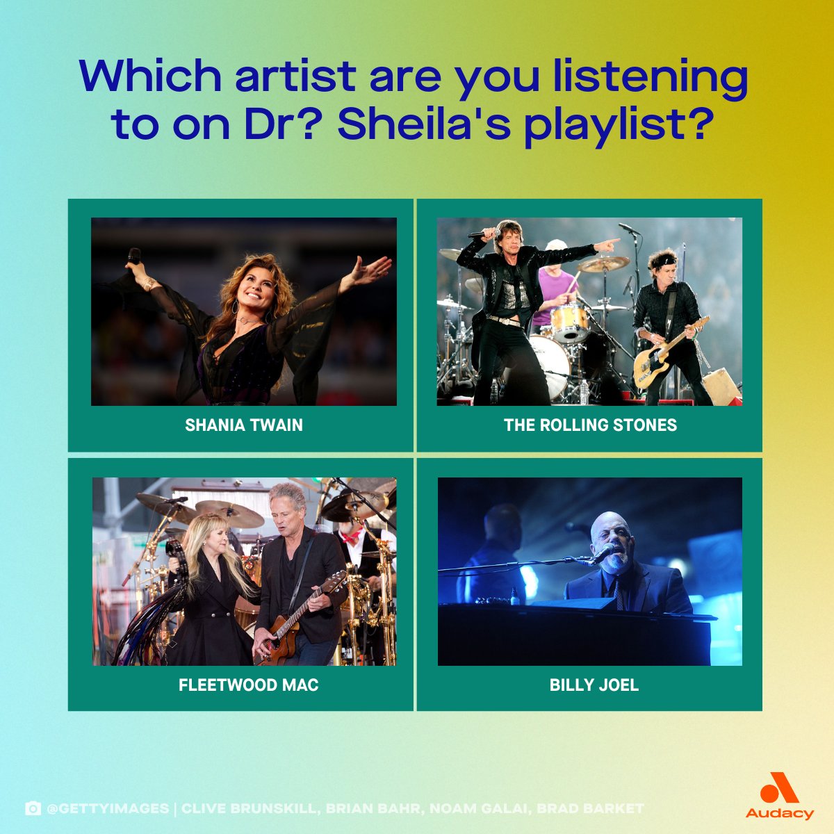 Podsauce (@thepodsauce) on Twitter photo When she’s not advising couples, Dr? Sheila hits play on her personal playlist 🎶 Which artist are you listening to?
🎤 <a href="/ShaniaTwain/">Shania Twain 💎💎💎</a>
🎤 <a href="/fleetwoodmac/">Fleetwood Mac</a>
🎤 <a href="/RollingStones/">The Rolling Stones</a>
🎤 <a href="/billyjoel/">Billy Joel</a>
🎧 Listen to 'Dr? Sheila's Playlist,' hosted by Amy Poehler herself: auda.cy/DrSheilaTW When she’s not advising couples, Dr? Sheila hits play on her personal playlist 🎶 Which artist are you listening to?
🎤 <a href="/ShaniaTwain/">Shania Twain 💎💎💎</a>
🎤 <a href="/fleetwoodmac/">Fleetwood Mac</a>
🎤 <a href="/RollingStones/">The Rolling Stones</a>
🎤 <a href="/billyjoel/">Billy Joel</a>
🎧 Listen to 'Dr? Sheila's Playlist,' hosted by Amy Poehler herself: auda.cy/DrSheilaTW
