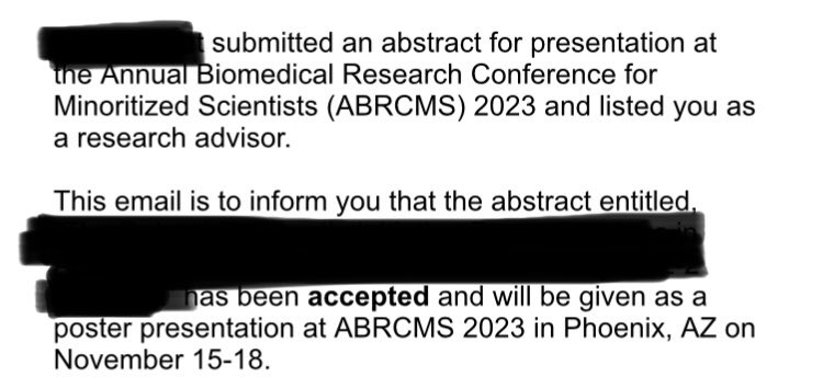 First time getting an email like this! My summer student’s abstract got accepted and rewarded with a travel award!!! Super proud mentor moment 😊