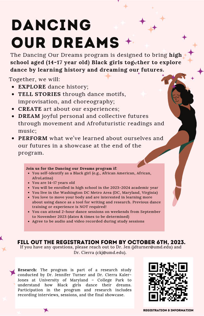 I’m co-hosting a FREE dance program in the DC Metro Area with ⁦@_cierrajade_⁩ and Black Girls S.O.A.R. Register by 10/6