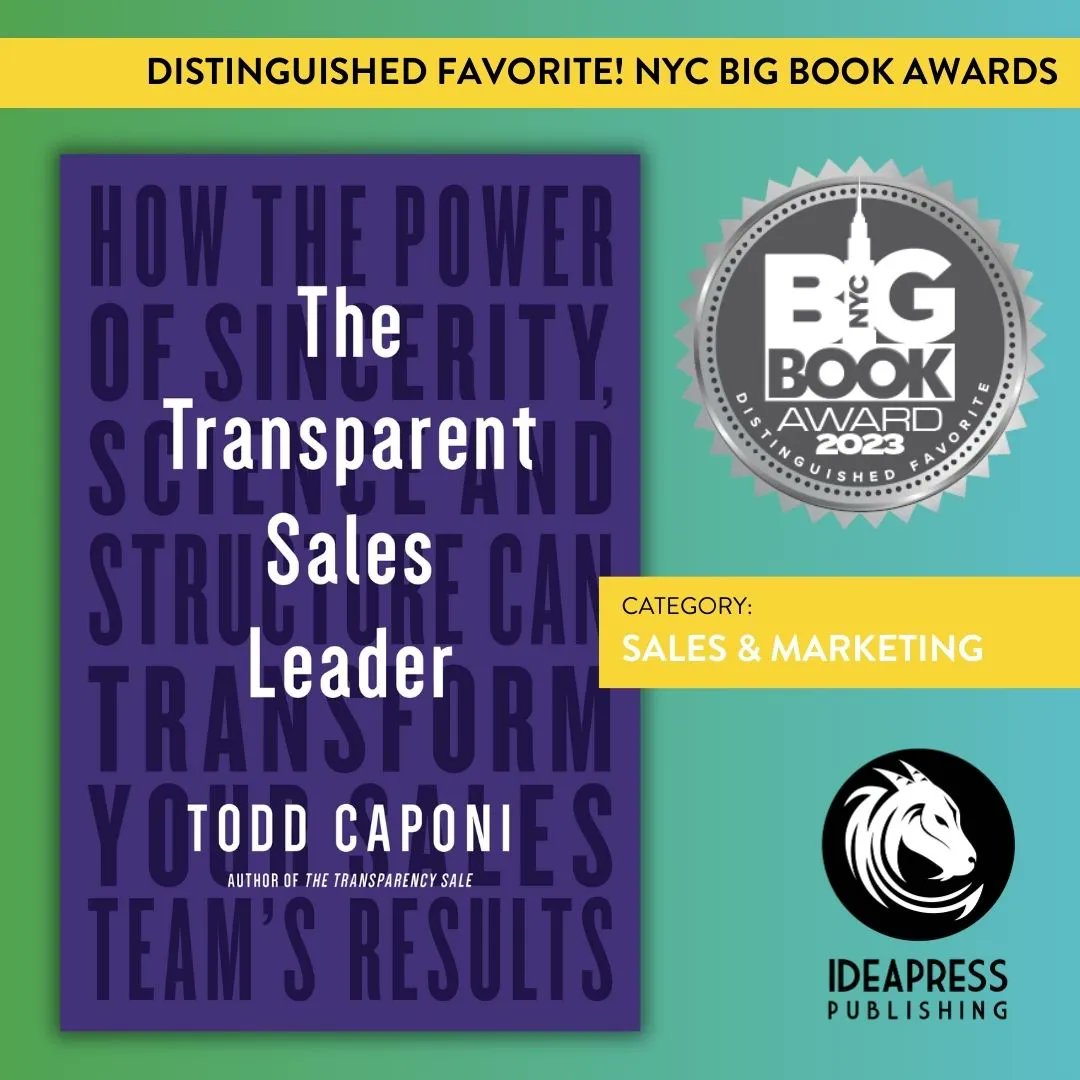 My first book gets all the attention, but I get so excited for days like today - getting word that The Transparent Sales Leader (my 2nd book) was awarded 'Distinguished Favorite' in the 'Sales/Marketing' category at the NYC Big Book Awards! #BigBookAward 
buff.ly/3PSzp8f