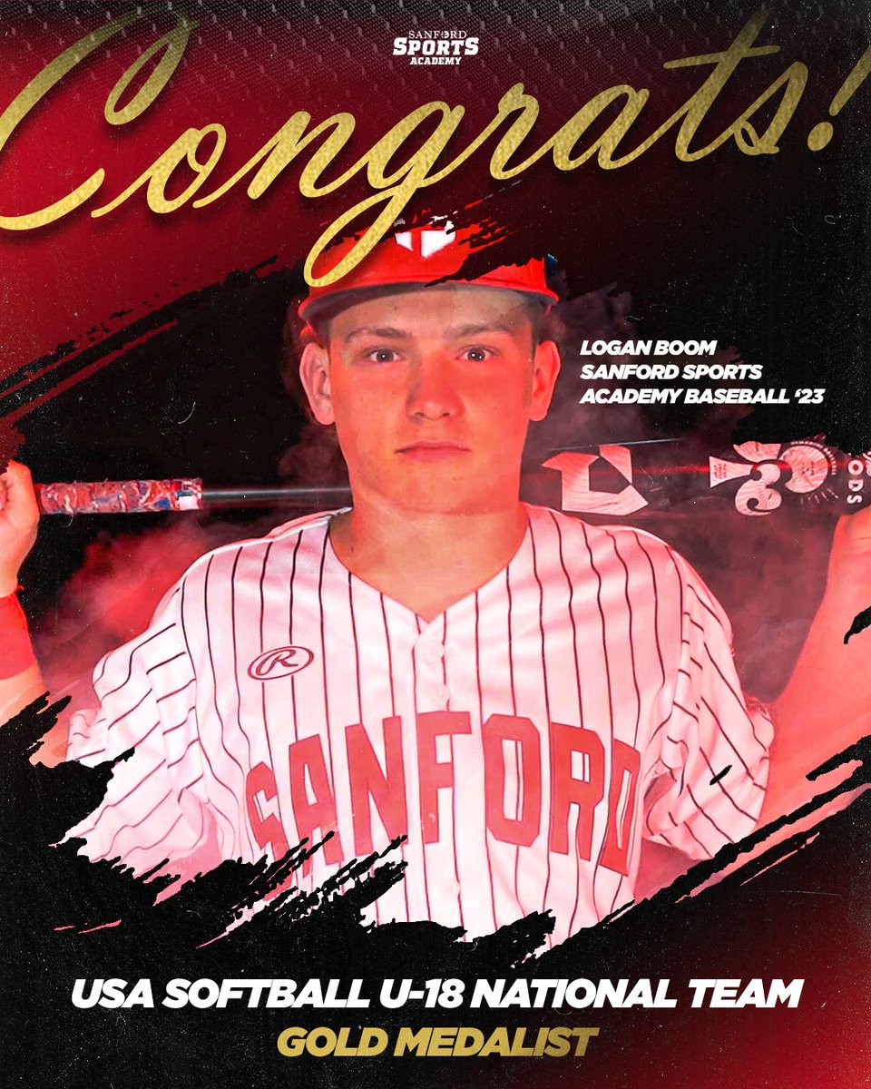 BOOM! 2023 Sanford Baseball Academy Alum Logan Boom played a key role in helping team USA win gold in the 18U Pan American Games. He was named to the All-Pan American Championship team.