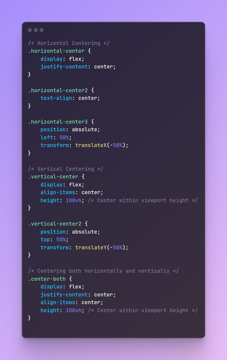 NanouuSymeon's tweet photo. Master CSS Centering 👇 https://t.co/md2m2RFFyh