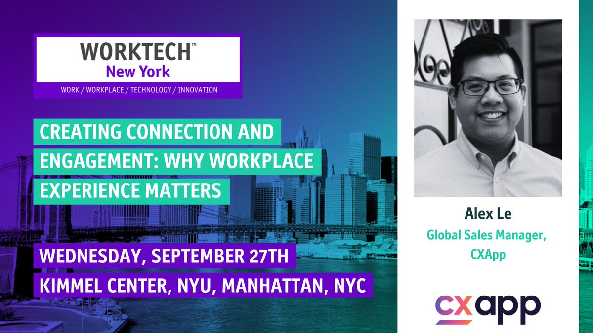 Tomorrow at 1:10 PM ET, Alex will be sharing why employee experience 🙋‍♀️ matters more than ever in today’s workplace. Make sure to catch his session 📣 at @WorktechEvents NY!

#WT23NY #WORKTECHNY23 #WORKTECH #WORKTECHNY #CXAPP #CXAI