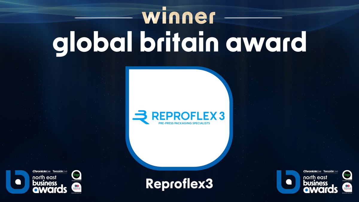 These businesses are taking the North East worldwide, first up is the Global Britain Award - with finalists @insulcontech, @Reproflex3, #DMESystems and @BigBite The winner is…Reproflex3! Congratulations #NEBizAwards