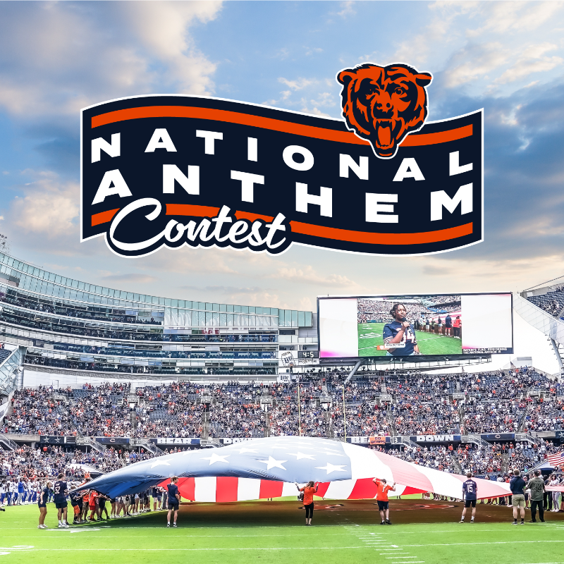 ChicagoBears's tweet photo. 🗣️ Calling all Illinois vocalists!

Enter for the chance to sing the National Anthem at the Bears home game on Dec. 24!