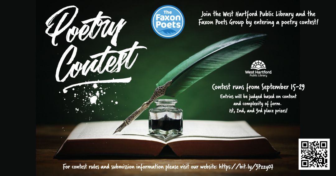 The library's poetry contest ends on Friday, 9/29. Make sure to get your entries in soon - good luck everyone! bit.ly/3Pzzy07
