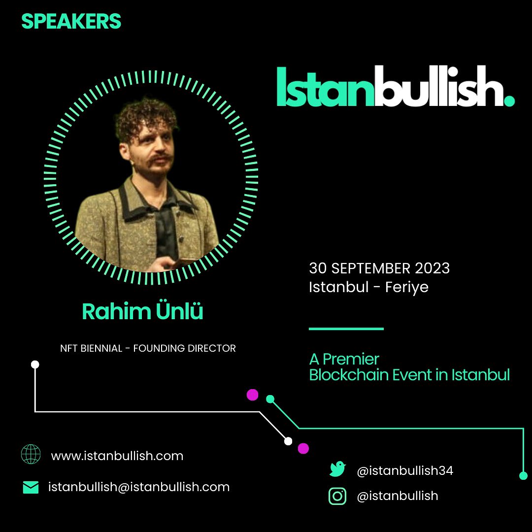 📢We are excited to announce that Rahim Ünlü will attend the Istanbul Blockchain Conference. 🎨Rahim Unlu, an artist and entrepreneur, brings a unique perspective to the 'The Social Impact of Blockchain' panel. With 13 years dedicated to art and co-founding media tech startups,…