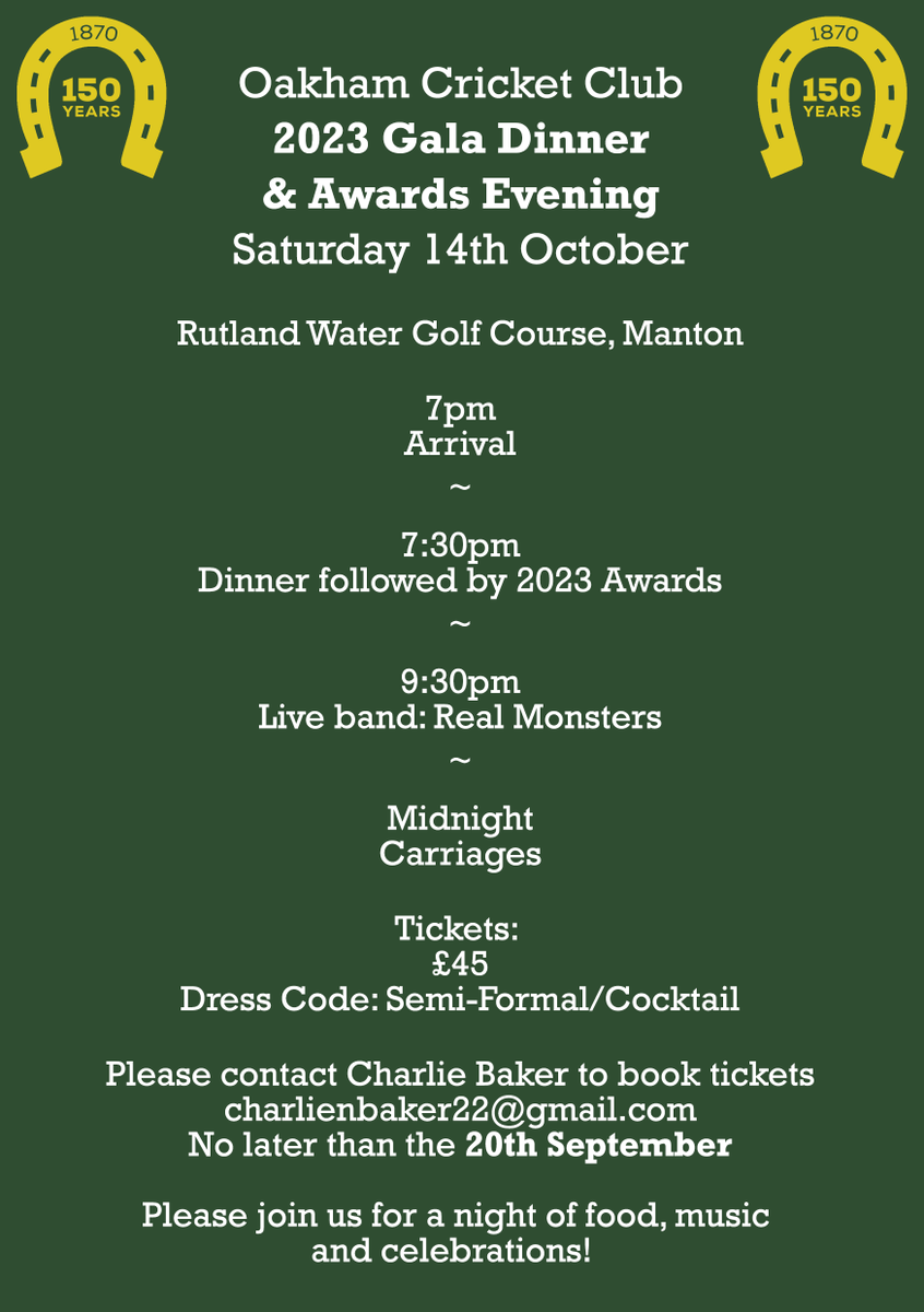 OakhamCricket's tweet photo. A few final places remaining at our end of season do - let us know if you would like to join! https://t.co/uSkSYbHlRa