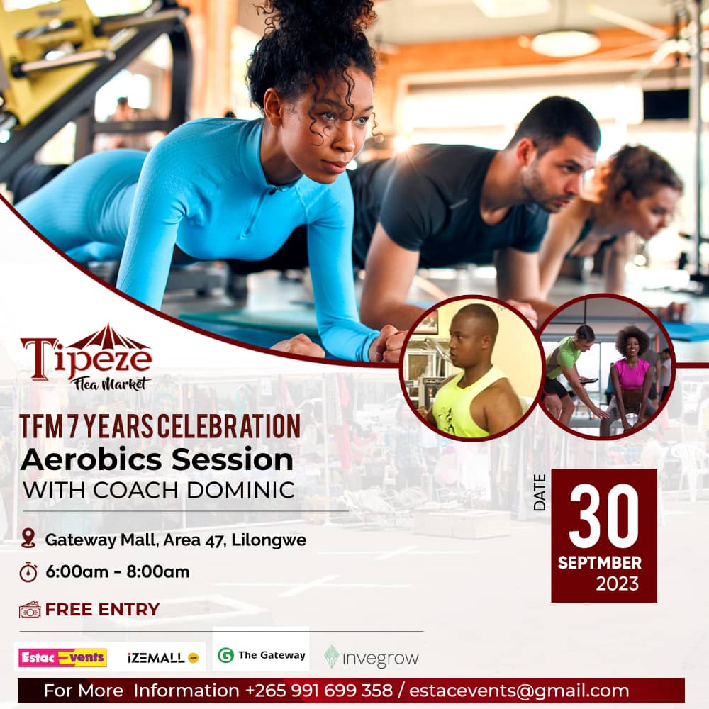 Tipeze Flea Market by <a href="/EstacEventsMw/">Estac Events Malawi</a> clocks 7 years. In partnership with <a href="/MpicoPlc/">MPICO Plc</a> <a href="/GatewayMalawi/">GatewayMallMalawi</a> <a href="/OldMutual/">Old Mutual</a> the Tourism &amp; Green Investments market is on Friday 29 September 2023, Saturday 30 September 2023 &amp; Sunday 1 October 2023 (7 years of TFM : AEROBICS).