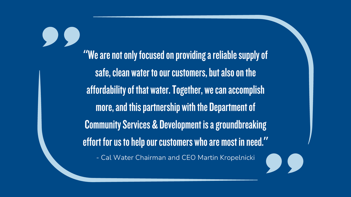 NAWCH2O's tweet image. As part of its ongoing effort to support its low-income customers, @calwater entered a first-of-its-kind agreement with the @ca_csd to make it easier for customers to access Low Income Household Water Assistance Program (#LIHWAP) funds. Everyone deserves accessible water service…