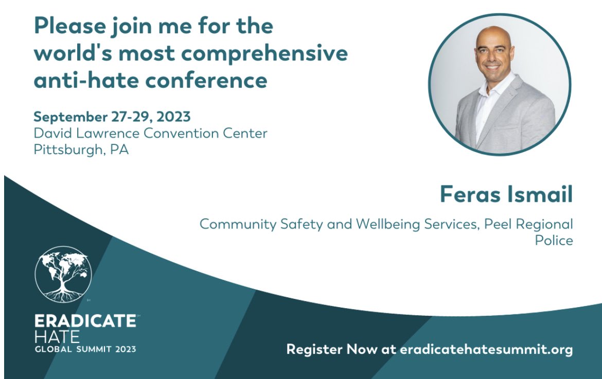 #PRP is proud to have Inspector Feras Ismail as a guest speaker at the @EradicateHate_ Global Summit in Pittsburgh. The Summit brings together experts from across the globe to change the way we combat hate and extremism. To learn more visit eradicatehatesummit.org. #eradicatehate