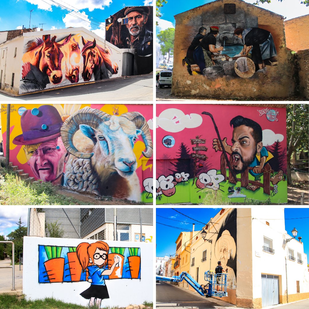 GRAFFTECH FEST [1/2] 🎨| Ja tenim gairebé enllestides les noves obres d'art que decoren el nucli de #LaBisbalDelPenedès. Alguns pintors estan acabant alguns detalls de les seves obres, com ara la bisbalenca Zara #GraffTechFest #BaixPenedès #Penedès