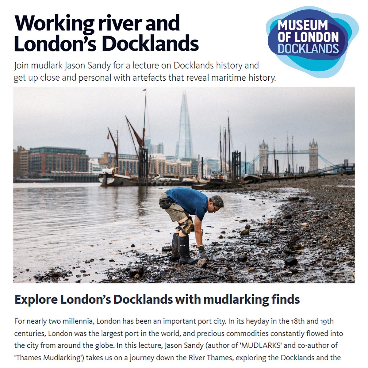 I would like to personally invite you to my talk about the ‘Working River and London’s Docklands’ this Sunday (1st October) from 2pm in the Museum of London. museumoflondon.org.uk/museum-london/…