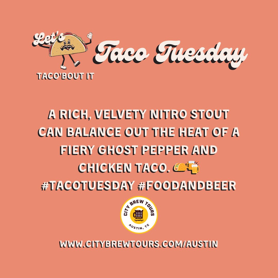 Calling all beer and taco enthusiasts! It's #TacoTuesday. 🌮🍺 Every week, we're celebrating the union of tacos and craft beer! 

🍺 Link in Bio #TacoTuesday #CityBrewTours #CraftBeer #atx #Austin
