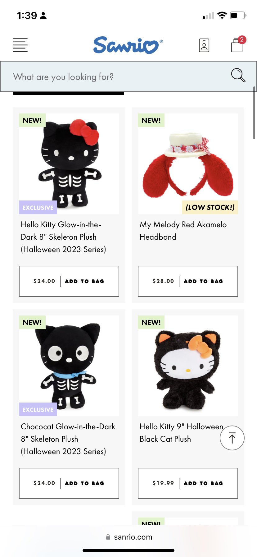 Hello Kitty Glow-in-the-Dark 8 Skeleton Plush (Halloween 2023 Series)