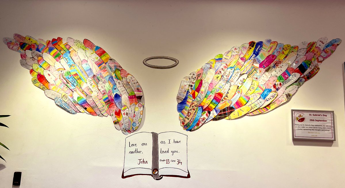 april_golda's tweet photo. Today we celebrated the 5th Birthday of @GabrielCofe @CofE_Cov from 70 children to 410 in 5years! With this fabulous St Gabriel’s day installation in the lobby. Great to serve as curate and DDE in this Church in school in a new community I call home! (Vicar is quite cool too!) https://t.co/TjpT0g5HD6