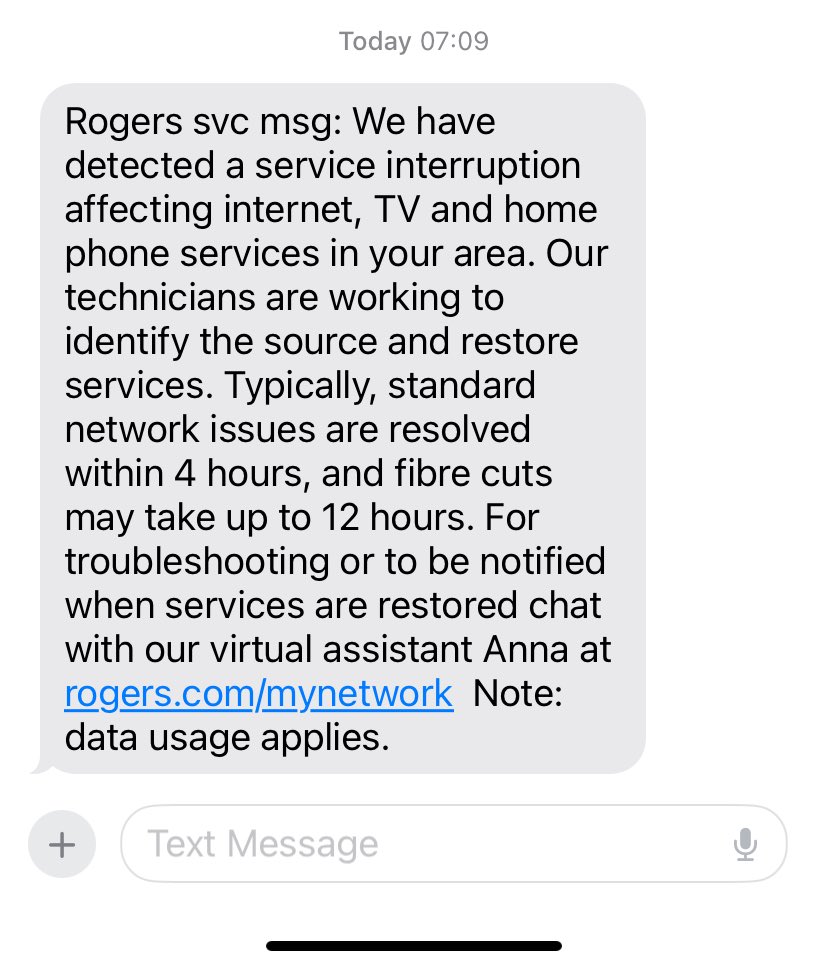 JenMcEditor's tweet photo. So day 2 of no @Rogers internet. They keep on “detecting” an outage in my area. Excellent detective work! 🙄 So now we all wait excitedly for the box of sticky tape and safety pins to arrive at the site where their cable was cut… @blogTO #RogeredAgain #outage https://t.co/ae25PYrWpV