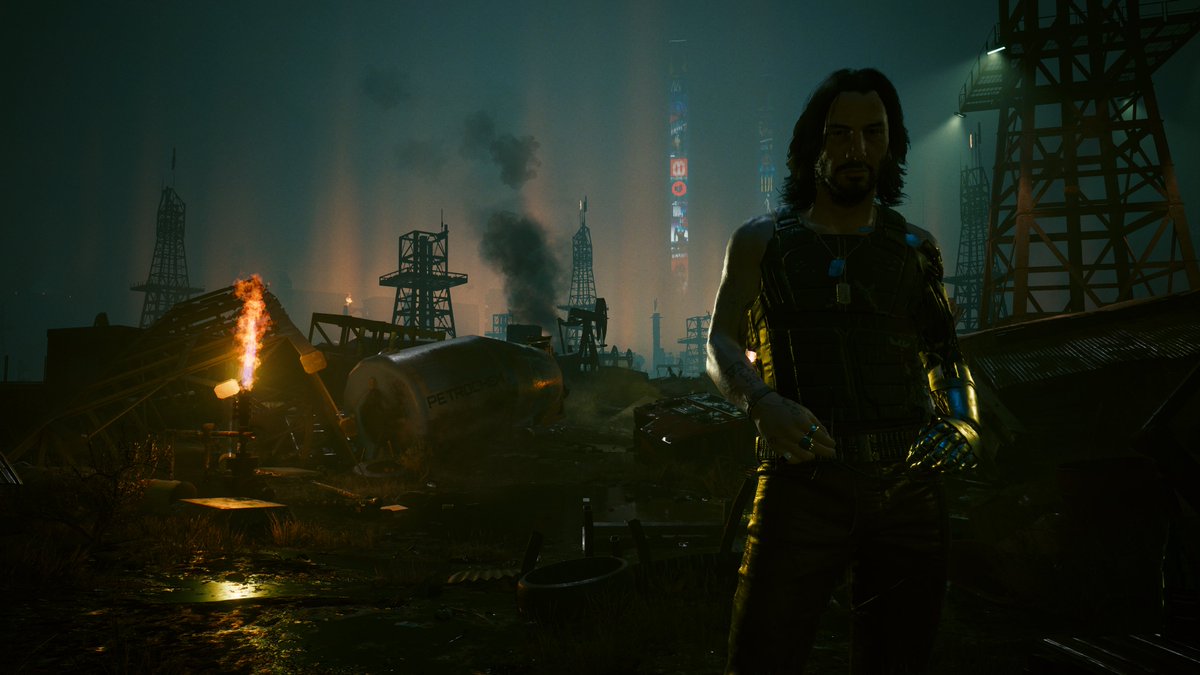 GenePark's tweet photo. at this point cyberpunk is now one of my favorite games of all time. easily top 10. easily my favorite cdpr project. it was always good but not always this good. the changes mattered. 

my last remaining issue is how the story still hurries you along but also gates off content. act 1 walls off content until you’re done with it, and takemura needs to stop rushing you.