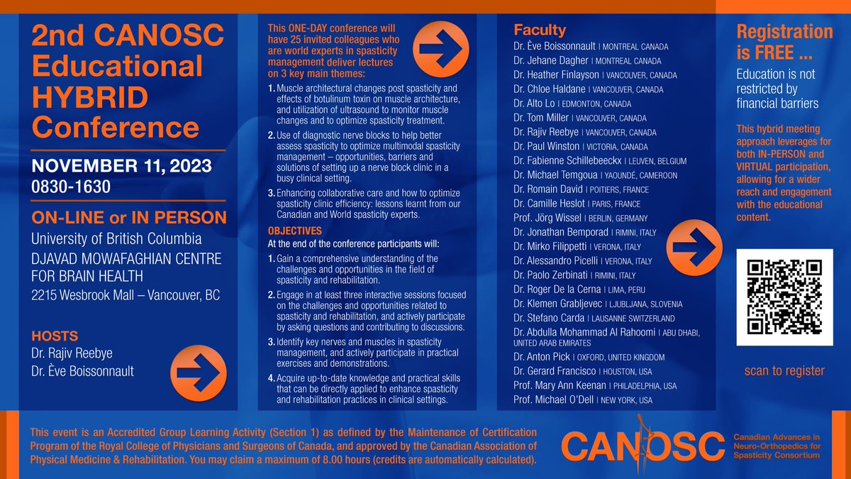 Unite the world of spasticity Hybrid and free conference with many of the world, leading experts Vancouver and online November 11  canosc.com/etn/canosc-edu… <a href="/CANOSCmeded/">CANOSC</a>